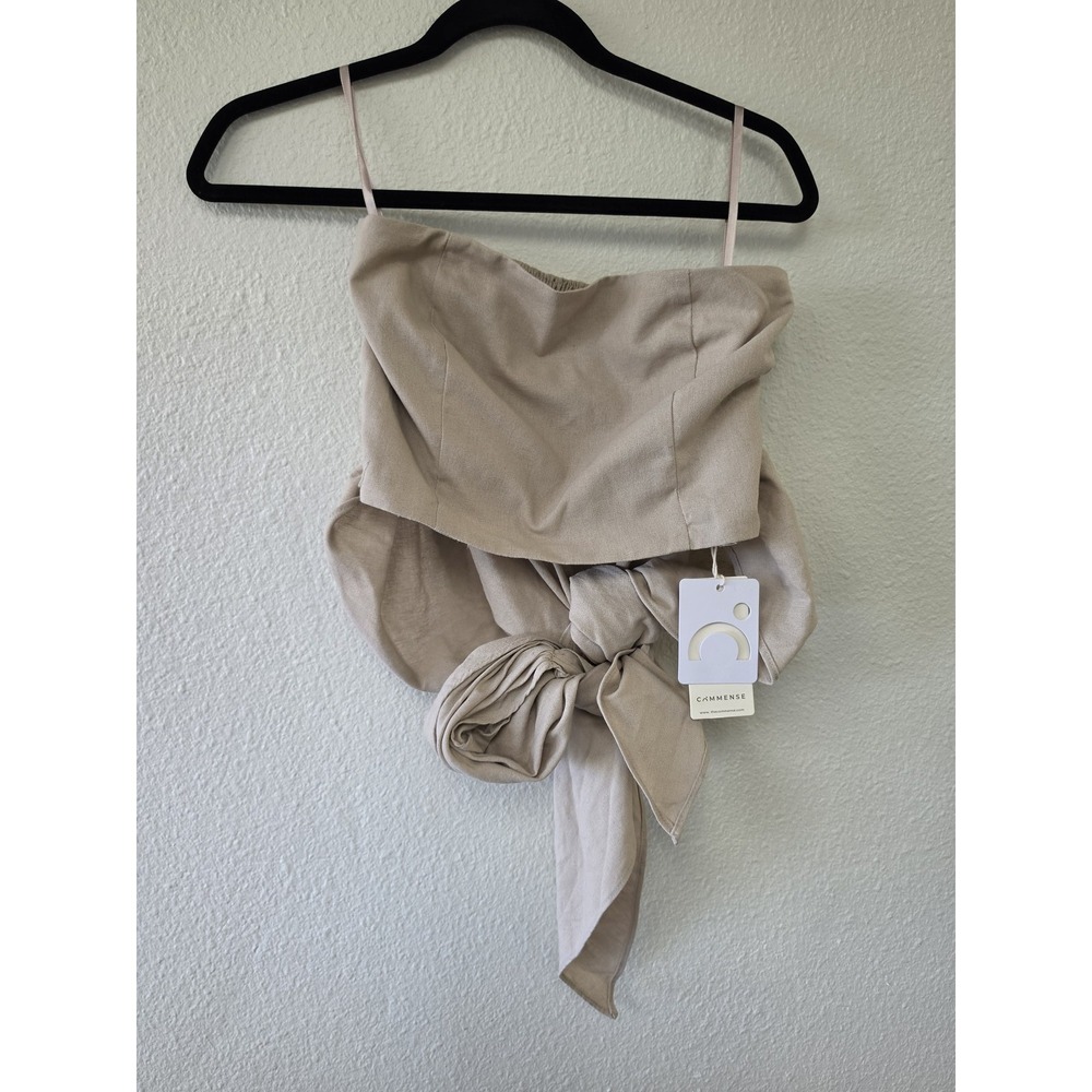 NWT COMMENSE Tube Top Women S Beige Linen Cotton Sleeveless Casual Solid
